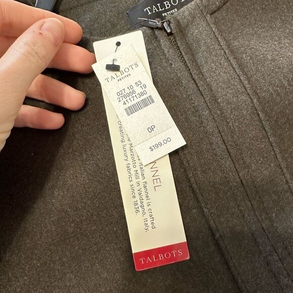 NTW Talbots Jacket Italian Flannel Wool Full Zip Dark Green Size 0P Lined - Picture 5 of 11